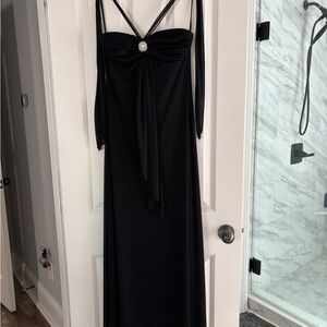 Black Spaghetti Strap Cocktail Gown
